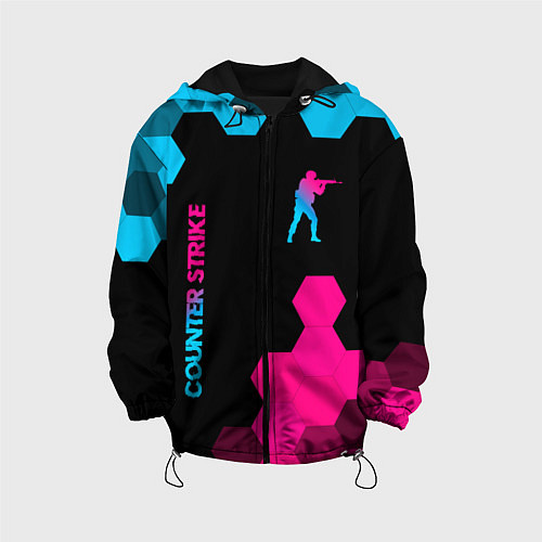 Детская куртка Counter Strike - neon gradient: символ и надпись в / 3D-Черный – фото 1