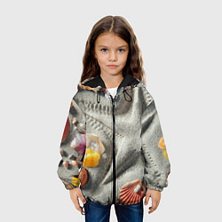 Куртка с капюшоном детская Звезда из песка, ракушки и две жемчужины, цвет: 3D-черный — фото 2