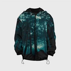 Куртка с капюшоном детская Тёмный лес на закате, цвет: 3D-черный