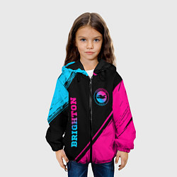 Куртка с капюшоном детская Brighton - neon gradient: символ и надпись вертика, цвет: 3D-черный — фото 2