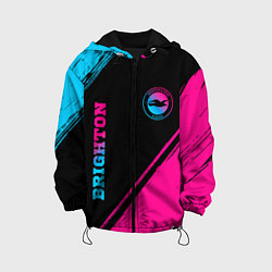 Куртка с капюшоном детская Brighton - neon gradient: символ и надпись вертика, цвет: 3D-черный