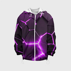 Куртка с капюшоном детская Фиолетовые неоновые геометрические плиты, цвет: 3D-белый