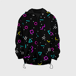 Куртка с капюшоном детская Colored neon geometric shapes, цвет: 3D-черный