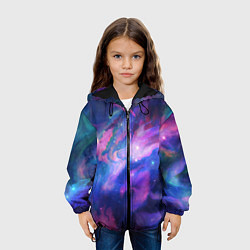 Куртка с капюшоном детская Космическое туманное сияние, цвет: 3D-черный — фото 2