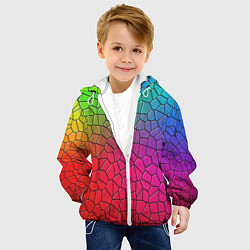 Куртка с капюшоном детская Разноцветное витражное стекло, цвет: 3D-белый — фото 2