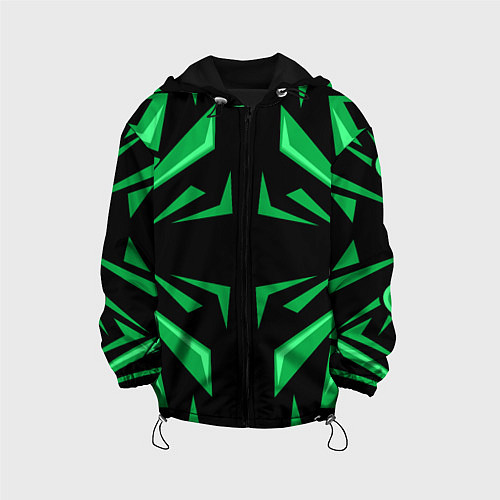 Детская куртка Фигуры зеленого цвета на черном фоне geometry / 3D-Черный – фото 1