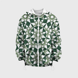 Куртка с капюшоном детская Зеленый калейдоскоп, цвет: 3D-белый