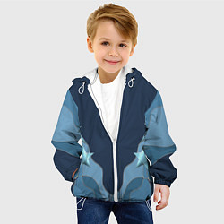 Куртка с капюшоном детская Голубые линии и звезды Абстрактный принт со звезда, цвет: 3D-белый — фото 2