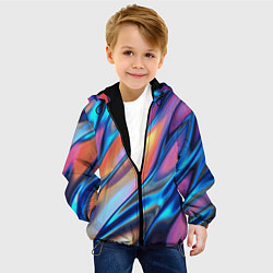 Куртка с капюшоном детская Радужные переливы, цвет: 3D-черный — фото 2