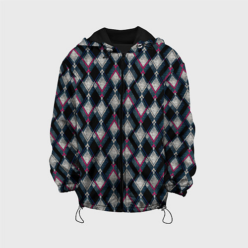 Детская куртка Классический ромбовидный текстурированный узор на / 3D-Черный – фото 1