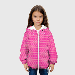 Куртка с капюшоном детская Розовые цветочки - паттерн из ромашек, цвет: 3D-белый — фото 2