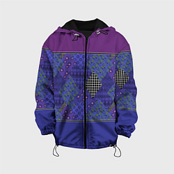 Куртка с капюшоном детская Combined burgundy-blue pattern with patchwork, цвет: 3D-черный