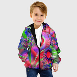 Куртка с капюшоном детская Фракталы нежных оттенков, цвет: 3D-черный — фото 2