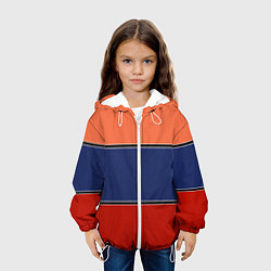 Куртка с капюшоном детская Combined pattern striped orange red blue, цвет: 3D-белый — фото 2