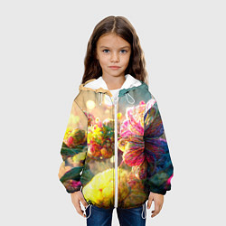 Куртка с капюшоном детская Цветы абстракция, цвет: 3D-белый — фото 2