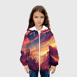 Куртка с капюшоном детская Закатное солнце в облаках, цвет: 3D-белый — фото 2