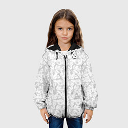 Куртка с капюшоном детская Белые цветы на светло сером, цвет: 3D-черный — фото 2