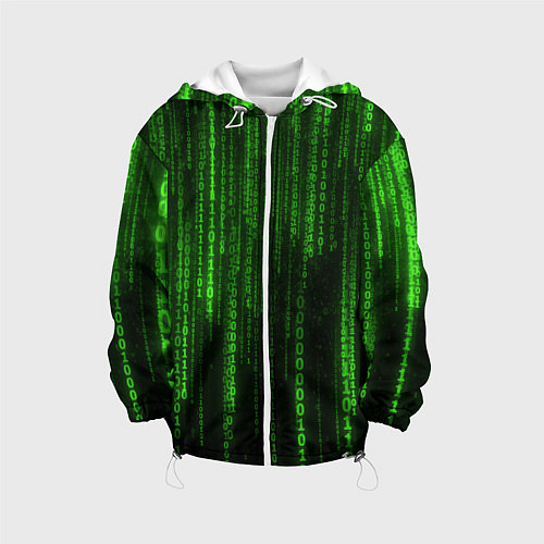Детская куртка Двоичный код зеленый / 3D-Белый – фото 1