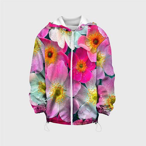 Детская куртка Сказочные разноцветные цветы / 3D-Белый – фото 1