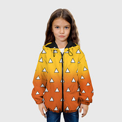 Куртка с капюшоном детская Оранжевое кимоно с треугольниками - Зеницу клинок, цвет: 3D-черный — фото 2