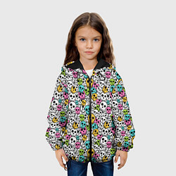 Куртка с капюшоном детская Череп разноцветный, цвет: 3D-черный — фото 2