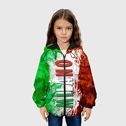 Куртка с капюшоном детская Флаг Италии - кляксы, цвет: 3D-черный — фото 2