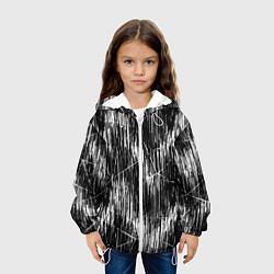 Куртка с капюшоном детская Черно-белые штрихи, зигзаг, цвет: 3D-белый — фото 2