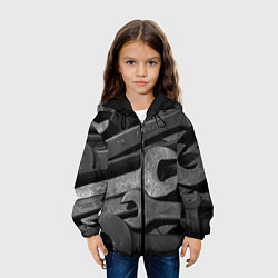 Куртка с капюшоном детская Композиция из гаечных ключей, цвет: 3D-черный — фото 2