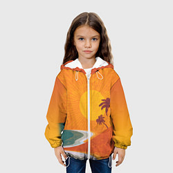 Куртка с капюшоном детская Закат на побережье минимализм, цвет: 3D-белый — фото 2