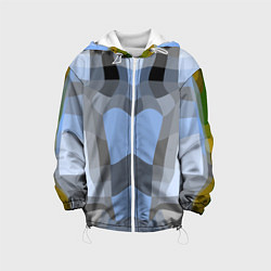 Куртка с капюшоном детская Абстракт мозаика графический узор, цвет: 3D-белый