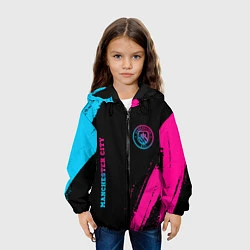 Куртка с капюшоном детская Manchester City - neon gradient: надпись, символ, цвет: 3D-черный — фото 2