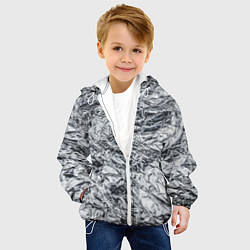 Куртка с капюшоном детская Фольга и серебро в модном дизайне, цвет: 3D-белый — фото 2