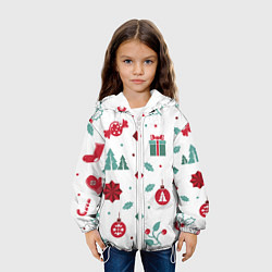 Куртка с капюшоном детская Новый год подарки, конфеты, ёлочные шары, цвет: 3D-белый — фото 2
