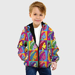 Куртка с капюшоном детская Елизавета II Поп-арт, цвет: 3D-черный — фото 2