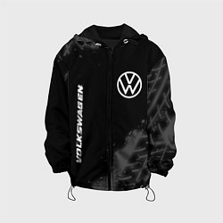 Куртка с капюшоном детская Volkswagen speed на темном фоне со следами шин: на, цвет: 3D-черный