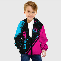 Куртка с капюшоном детская Chelsea - neon gradient: надпись, символ, цвет: 3D-черный — фото 2