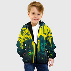 Куртка с капюшоном детская Киберпанк надпись, цвет: 3D-черный — фото 2