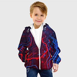 Куртка с капюшоном детская Неоновая электро плата, цвет: 3D-белый — фото 2