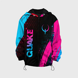 Куртка с капюшоном детская Quake - neon gradient: надпись, символ, цвет: 3D-черный