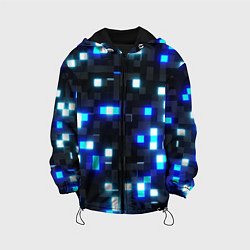 Куртка с капюшоном детская Неоновые светящиеся квадраты, цвет: 3D-черный