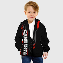 Куртка с капюшоном детская Samurai - Красный техно - Киберпанк, цвет: 3D-черный — фото 2