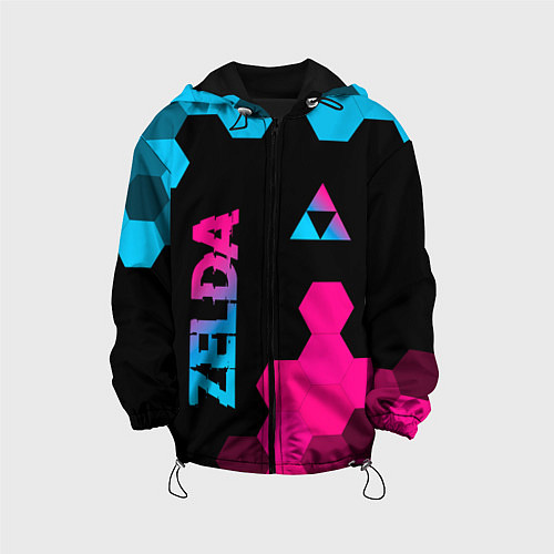 Детская куртка Zelda - neon gradient: надпись, символ / 3D-Черный – фото 1