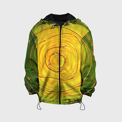 Детская куртка Желто-зеленая текстурная абстракция акрилом / 3D-Черный – фото 1