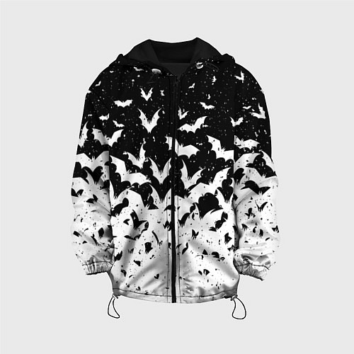 Детская куртка Black and white bat pattern / 3D-Черный – фото 1