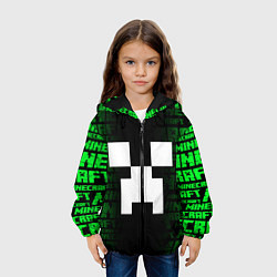 Куртка с капюшоном детская Лицо Крипера - Майнкрафт, цвет: 3D-черный — фото 2