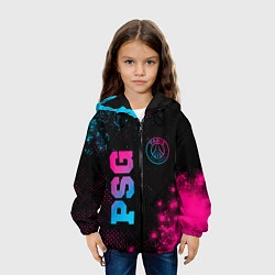 Куртка с капюшоном детская PSG - neon gradient: надпись, символ, цвет: 3D-черный — фото 2