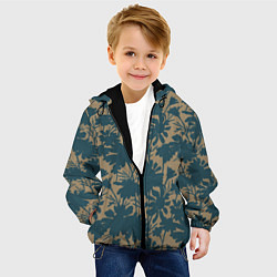Куртка с капюшоном детская Цветочный камуфляж, цвет: 3D-черный — фото 2