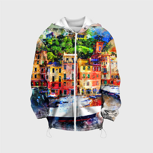 Детская куртка Картина красочный город / 3D-Белый – фото 1