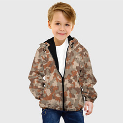 Куртка с капюшоном детская Цифровой камуфляж - серо-коричневый, цвет: 3D-черный — фото 2