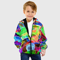 Куртка с капюшоном детская Цветная геометрическая композиция - лето, цвет: 3D-черный — фото 2